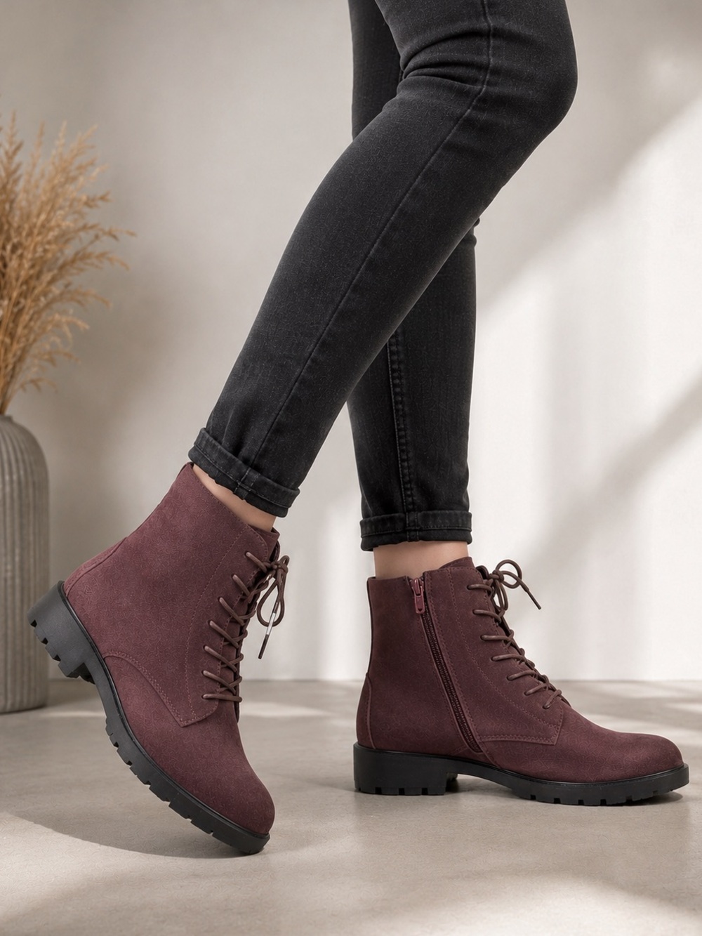 ECCO Metropole Vienna Garnet Lace Boots Sz 36 US 5-5.5 NWOB